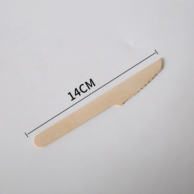 Eco Friendly Disposable Tableware Degradable Disposable Tableware Western Food Wooden Spoon Knife And Fork