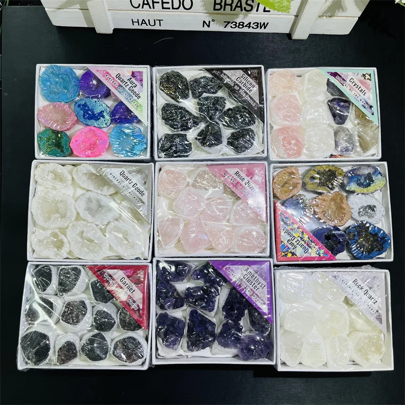 Wholesale Natural Gemstone Rough Box Unpolished Raw Stone Crystal Specimen Amethyst for Gift