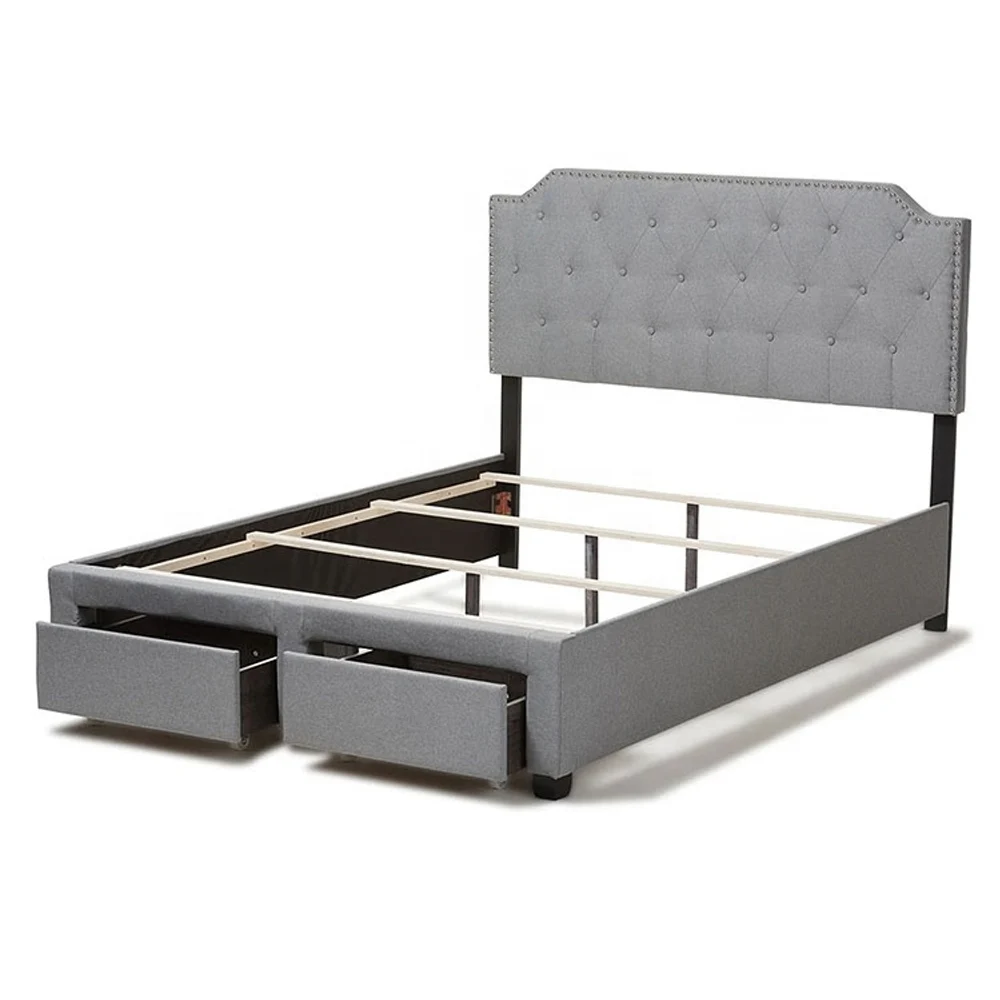 DongGuan upholstered factory custom queen size single bed frame with storage truck bed with drawers