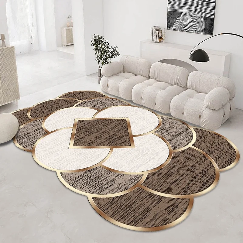 Nordic Style Mats For Living Room Golden Velvet Geometric Marble Living Room Mat