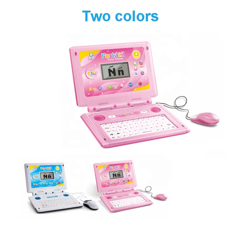 65 Functions children English and Spanish learning machine toy for kids educational bilingual learning laptop computer toy