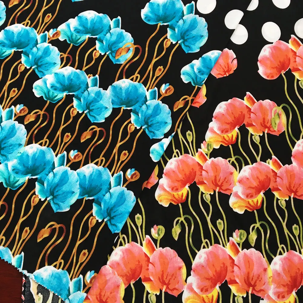 New designs printing ITY polyester 4 ways spandex fabric for lady