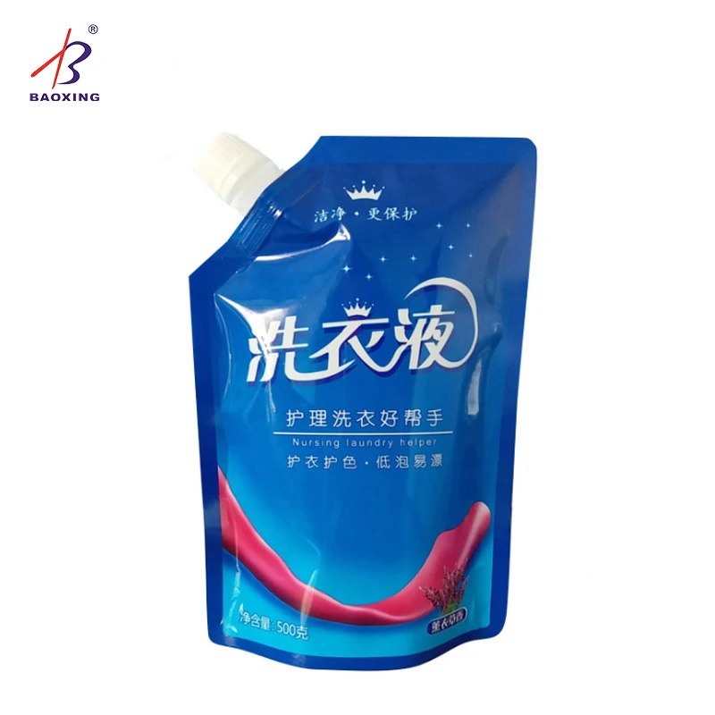 Customization Stand Up Liquid Laundry Detergent Spout Pouch Washing Powder Plastic Spout Packaging Bag