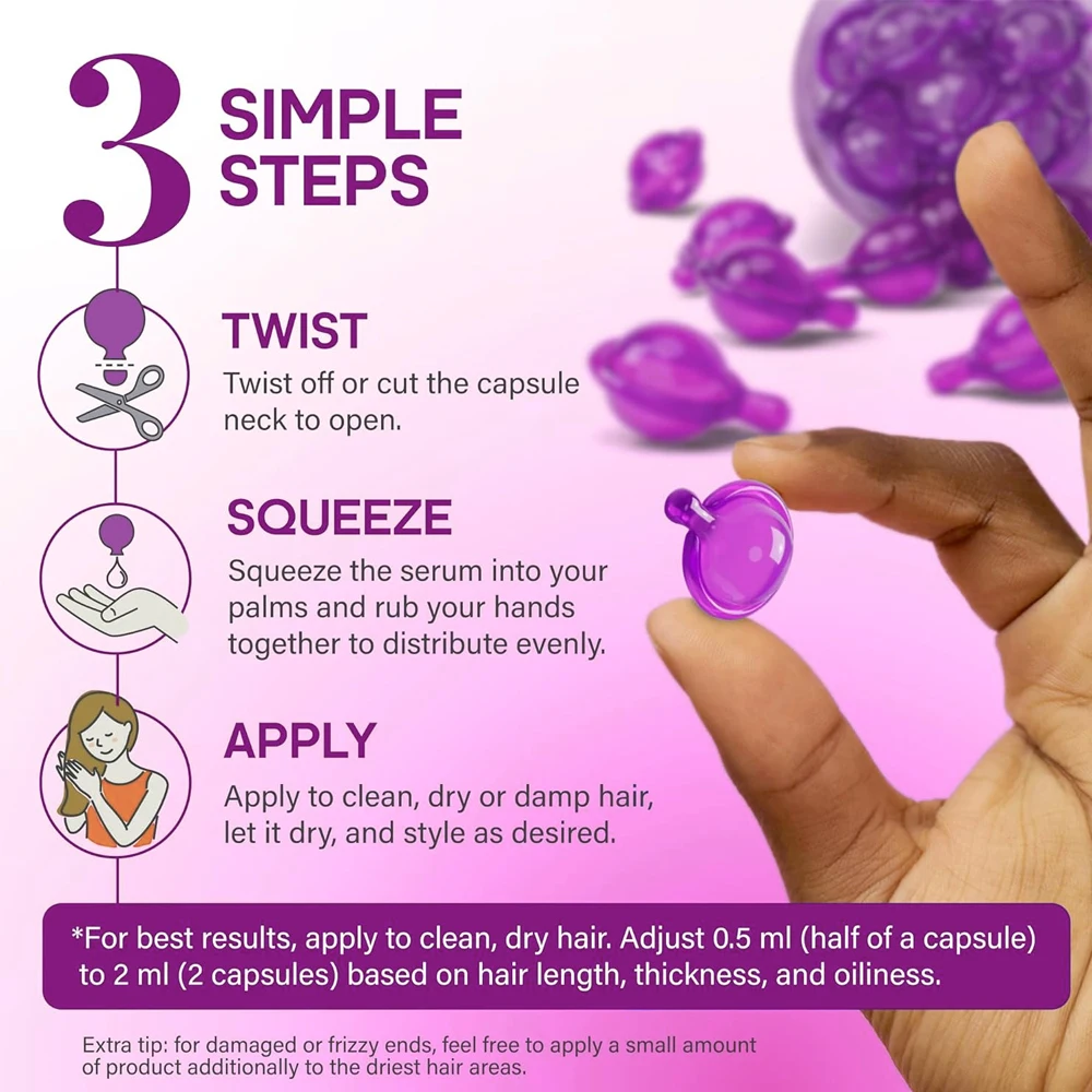Private Label Hair Care for Keratin Hair Vitamins Serum Capsules Gel Repairing Leave in Anti Frizzy Damaged Hair Serum Capsule