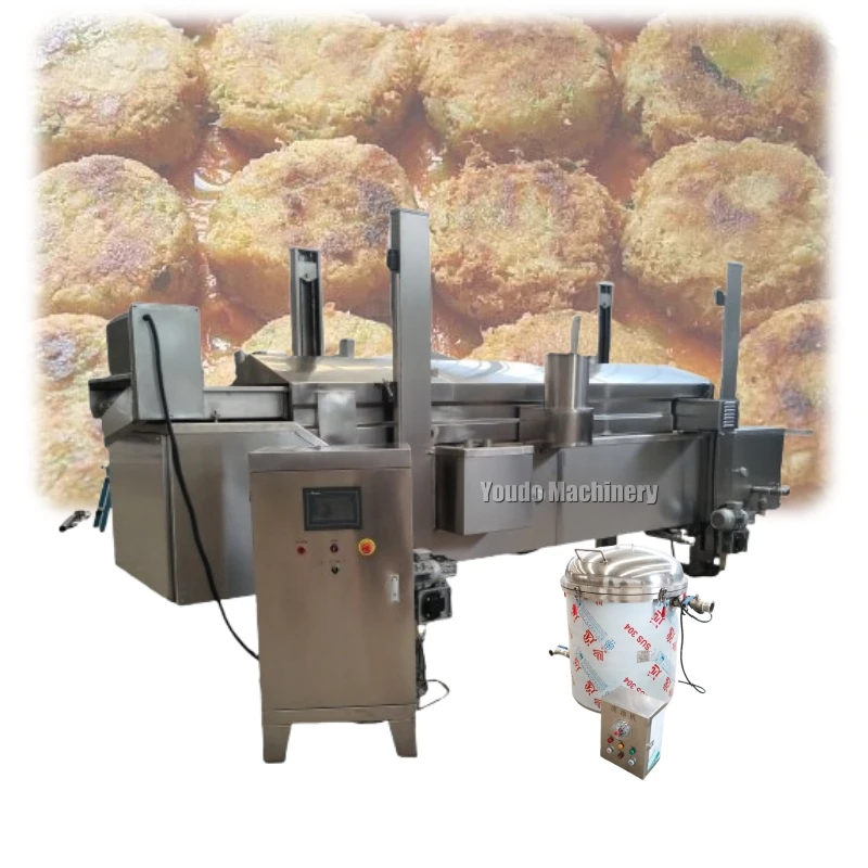 Advanced 5 Meter Gas Frying Line with PLC, 80cm PTFE Conveyor, and Vacuum Oil Filtration