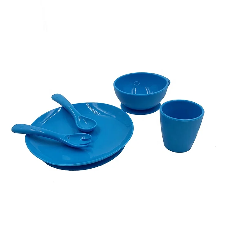 Hot Selling Kid Feeding Silicone Dinner Set with Placemat Bowl Bib Spoon Tableware Set