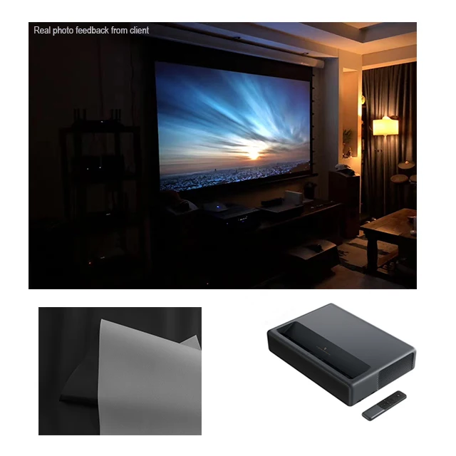 ALR  for UST projector 150, 120, 100 inch motorized projector screen for Home theater Cinema projector anti light screen