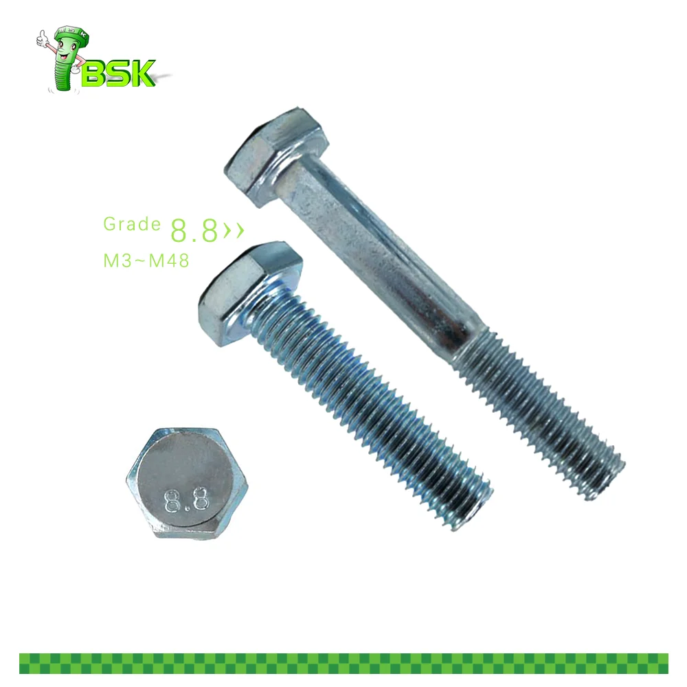 Asme B18.2.1 Grade 5 8 Hex Bolt And Nut Black Class4.8 8.8 10.9 12.9 Screws