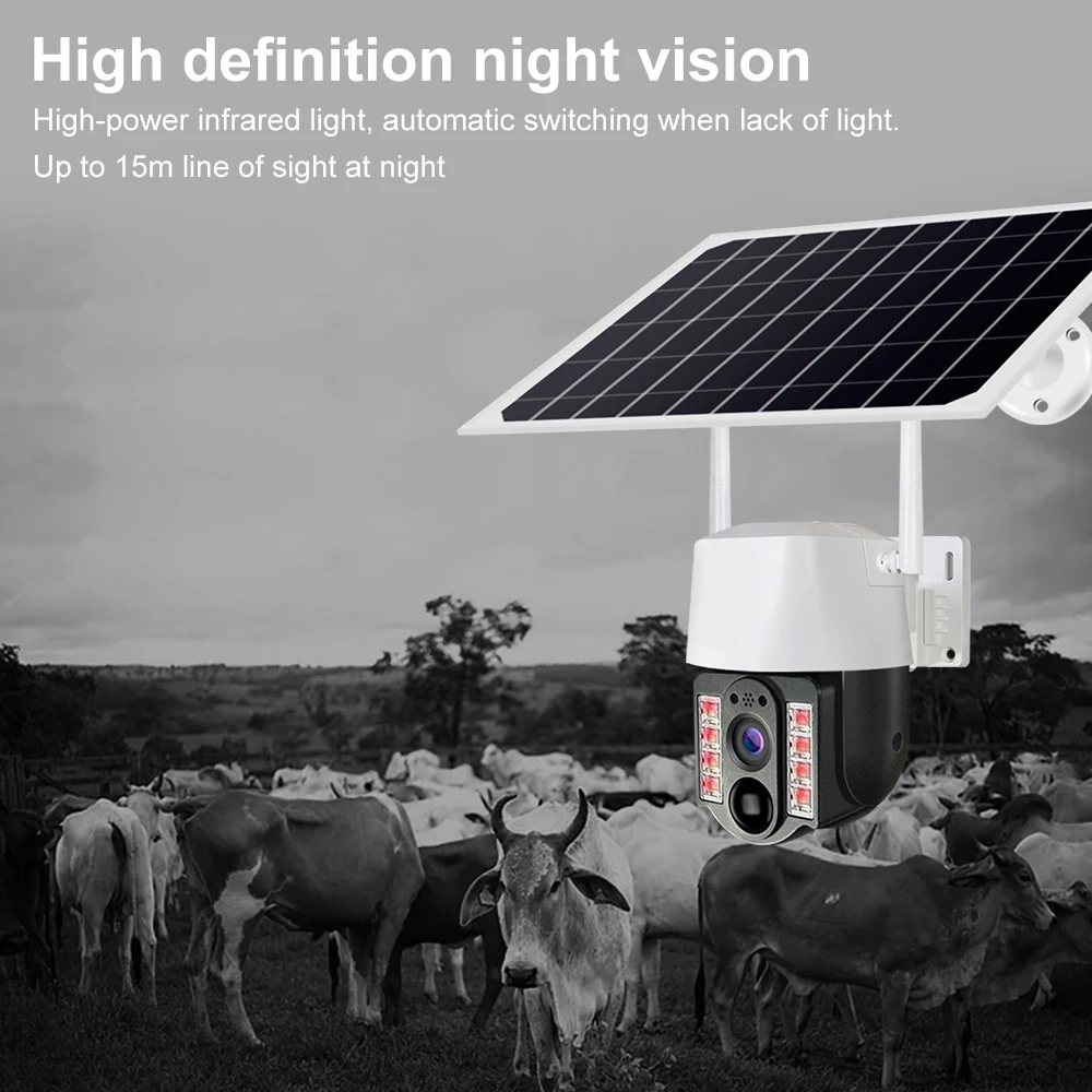 V380 PRO IP66 4G Outdoor IP66 Waterproof 1080P Solar Battery Powered Camera H.265 Solar Power CCTV IP PTZ 4G Solar Camera