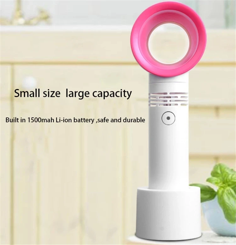 Hot selling portable bladeless cooling fan handheld desktop fan outdoor travel USB rechargeable radiator fan