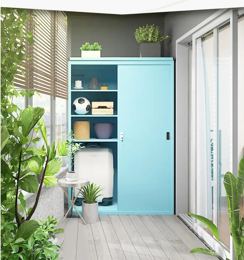 Sliding Door Outdoor Storage Cabinet Waterproof Garden Shed Garden Storage Bin