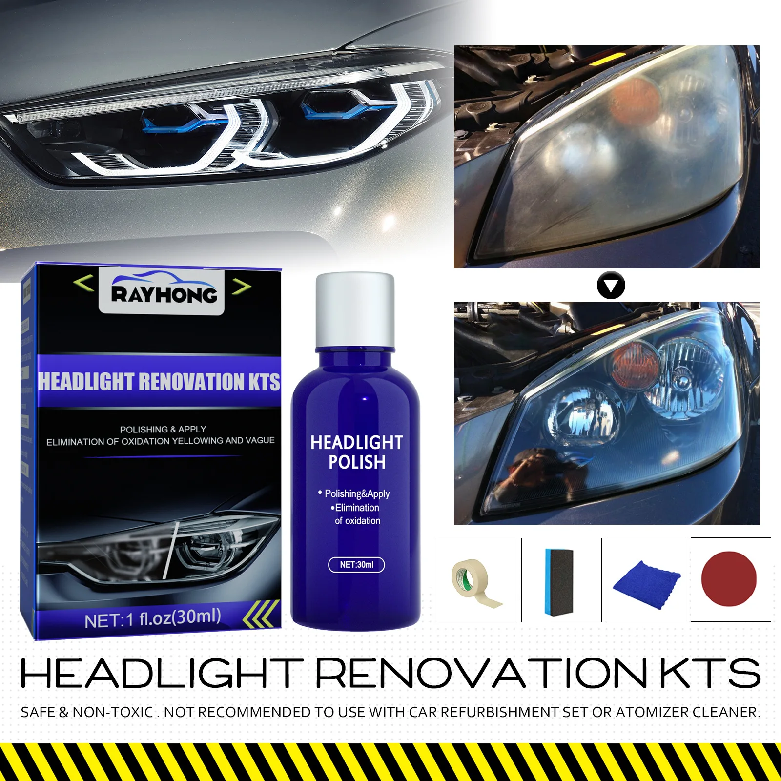 Rayhong Headlight Renovation Polishing Headlight Repair Kit Multipurpose Tools To Repair Headlight