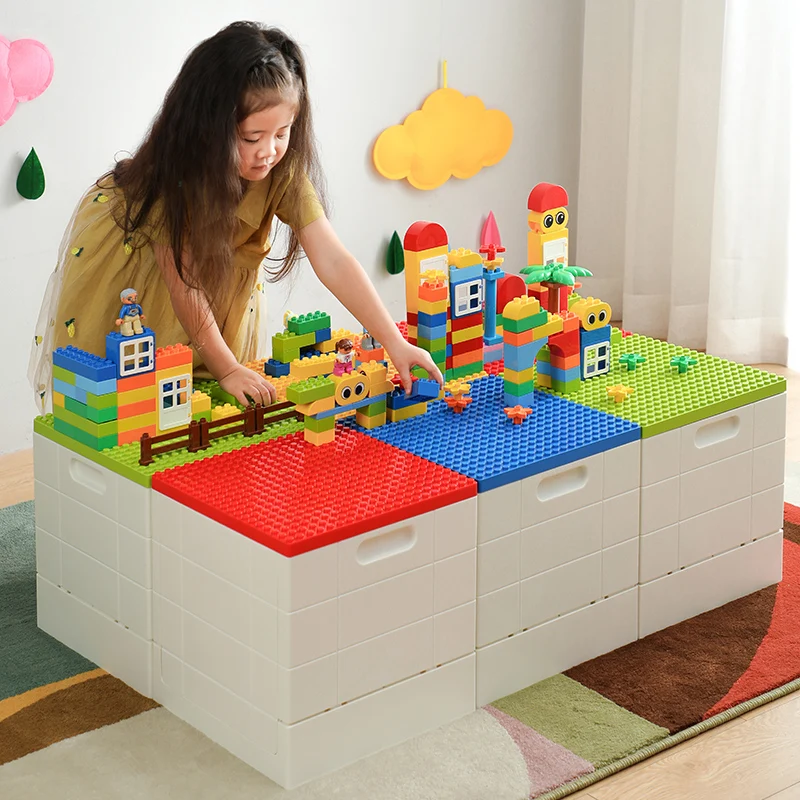 SHIMOYAMA Patented Home collapsable Kids Duplo Bricks Storage Box Containers Toys Foldable Bin Organizer With Multi-color Lid