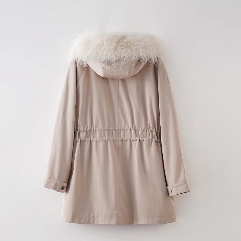 Женское меховое пальто с капюшоном, парка большого размера со съемным натуральным мехом енота на капюшоне, зимняя куртка