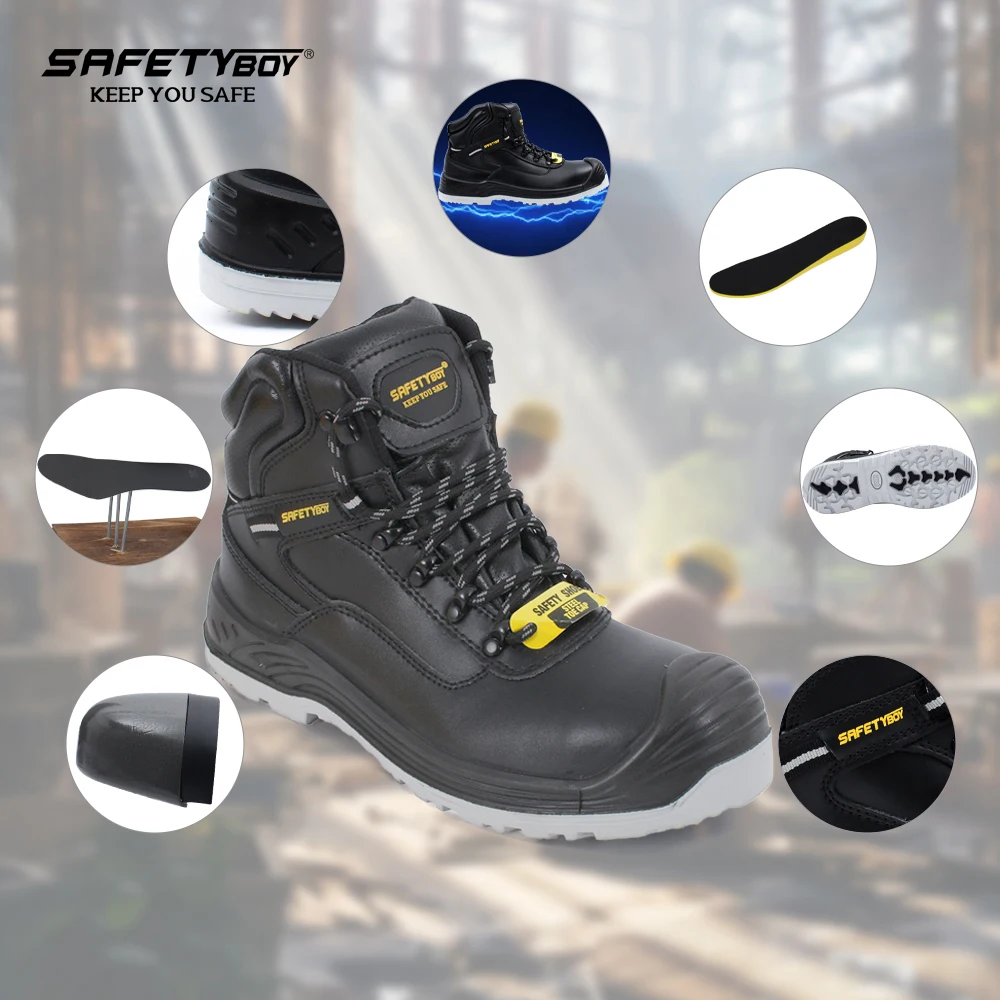 Safetyboy S3 SRC Рабочая обувь для мужчин YL1952 подходит для кислотных щелочных и стальных носков ботинки с подлокотником