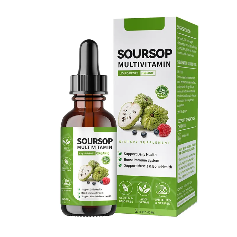 Hot Selling OEM Soursop Extract Drops Organic Multivitamin Supplement Drops for Boost Immune System