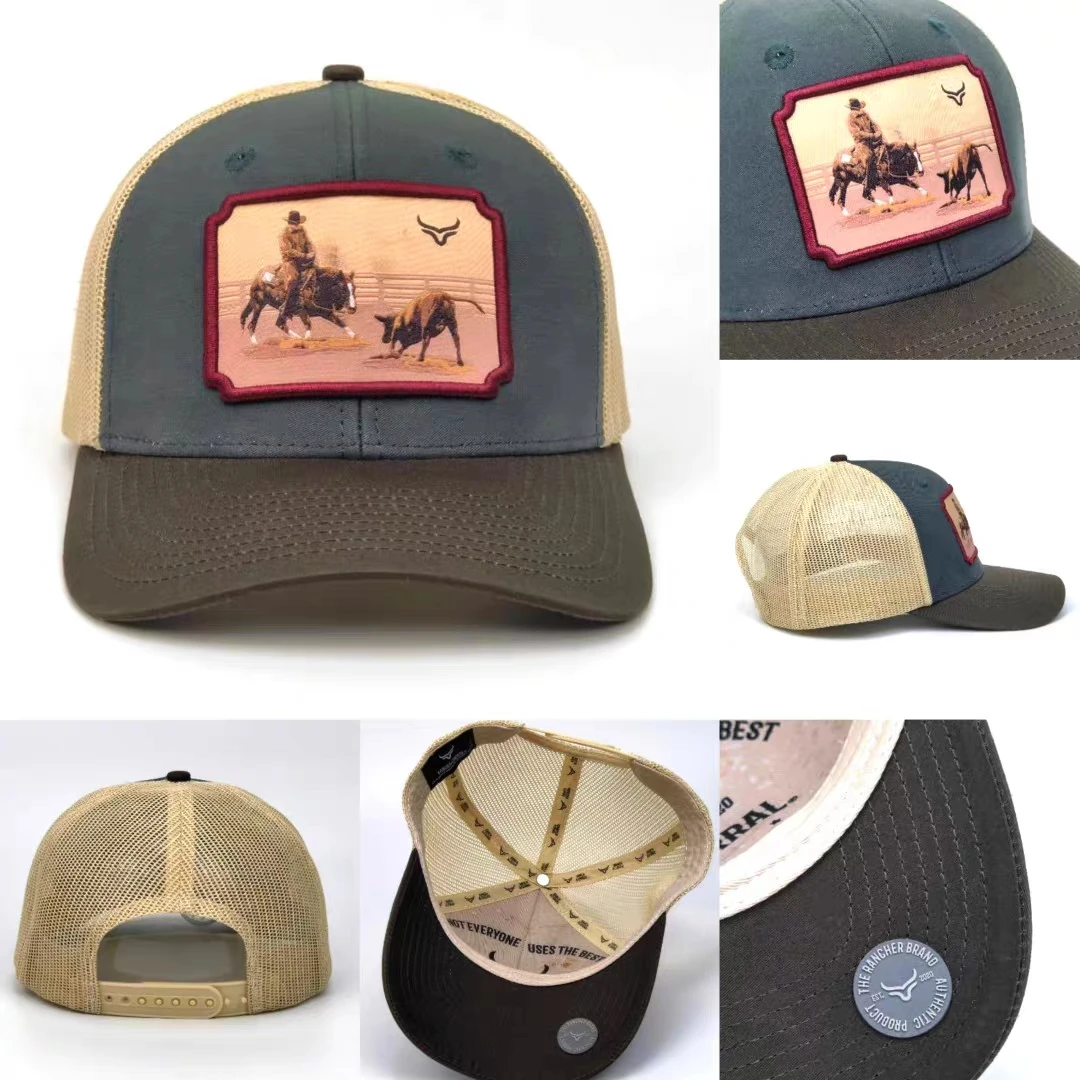 Custom hot sale applique classic retro yupong snapback polyester mesh Sports caps hat 6 panels woven patch fitted Baseball Cap