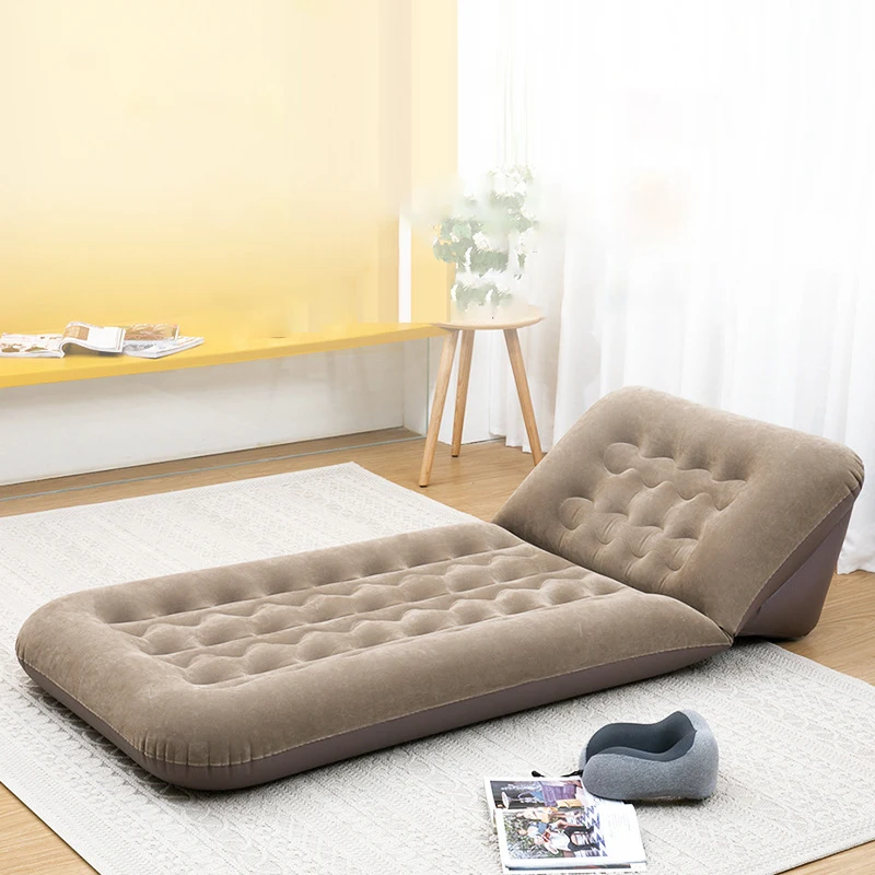 wholesale Flocking and PVC with Adjustable Backrest Sleeping mattress Pad Inflatable Lounger Air Sofa Portable Chair Bed
