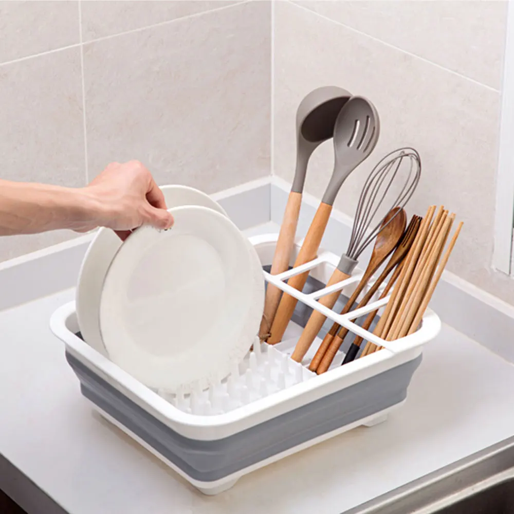 Многоразовый складной ситечко для мытья, силиконовый Слив для продуктов, складной дуршлаг