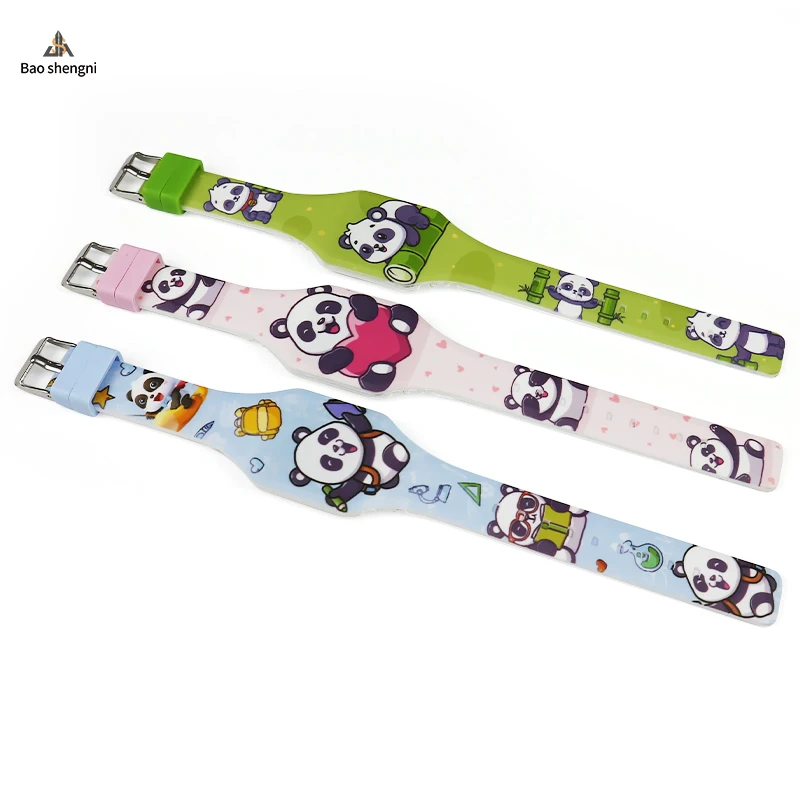 Eco-friendly Material Silicone Panda Cartoon Children LED Buckle Watches For Sales