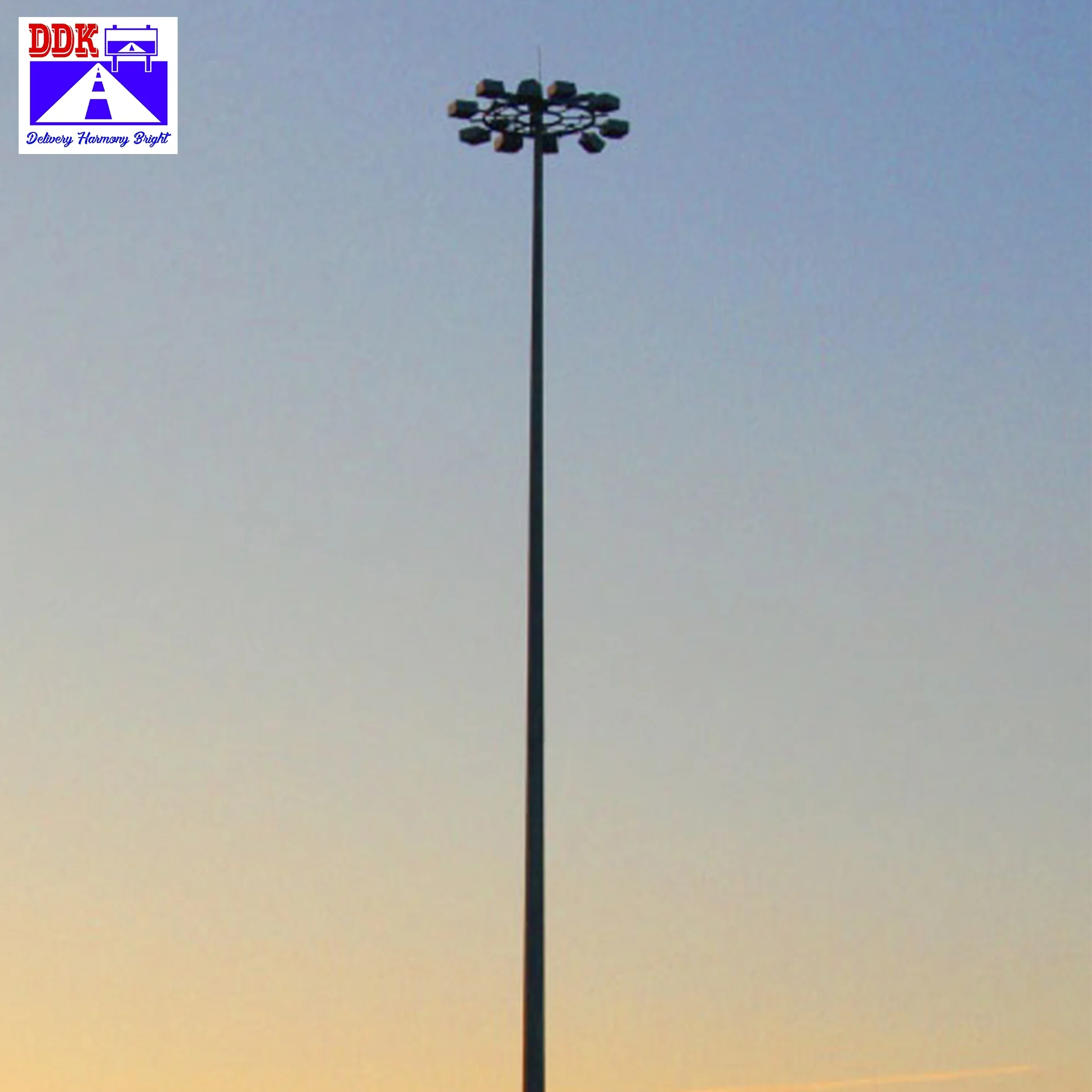 DDK 15m 20m 30m outdoor high quality court galvanized high mast flood lighting Steel Pole
