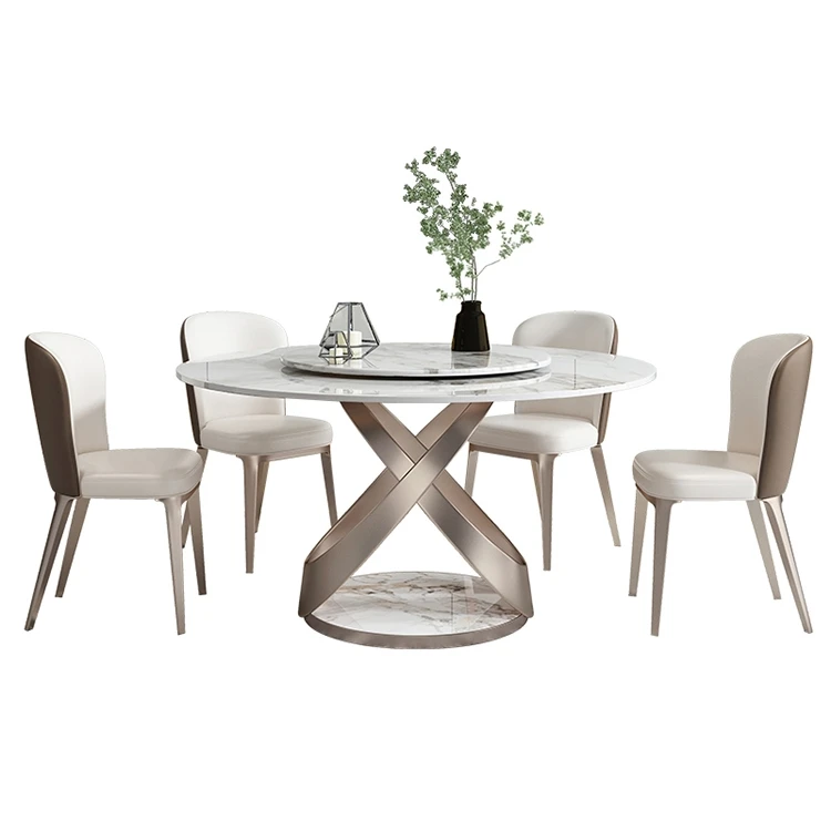 Customized Wholesale High Quality Nordic Style Marble Round Dining Table Set