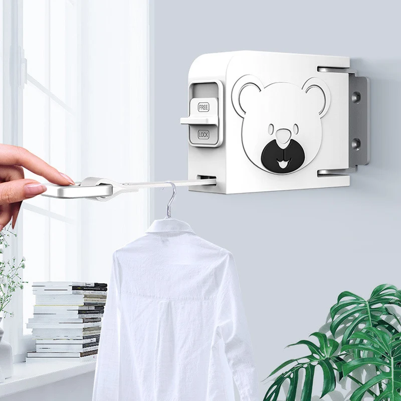 Liguan new arrival manual clothes hanging belt wall mounted clothes line retractable laundry line space saving clothing belt