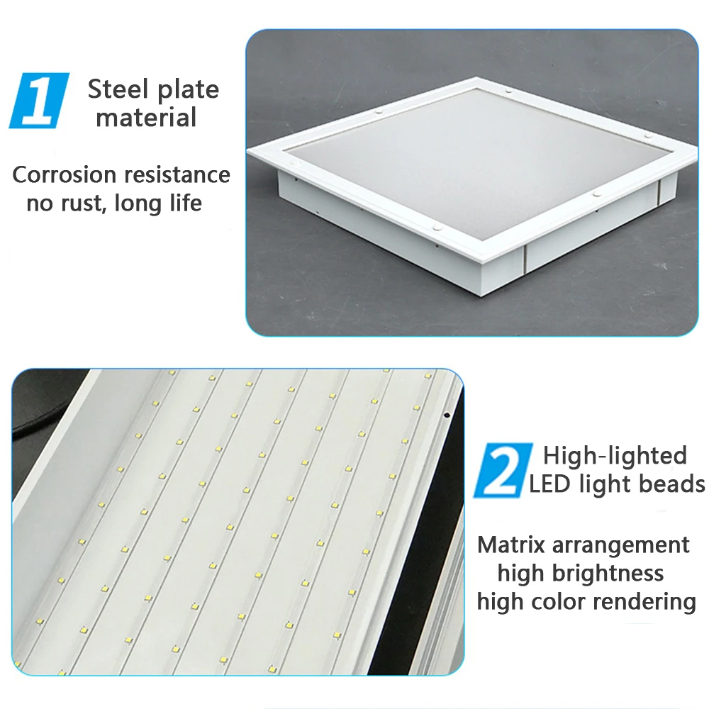 LED waterproof and fireproof panel light high-power embedded hospital clean room dust and anti-static grille light plate