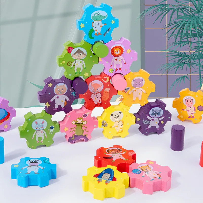 
Kids Animal Shapes Balancing Wooden Building Blocks Toys 