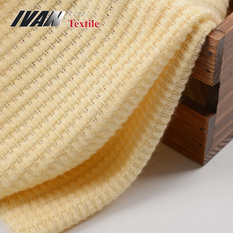 
Popular yellow plain dyed fleece jacquard knitted polyester rayon nylon fabric for women sweater  (62541622204)