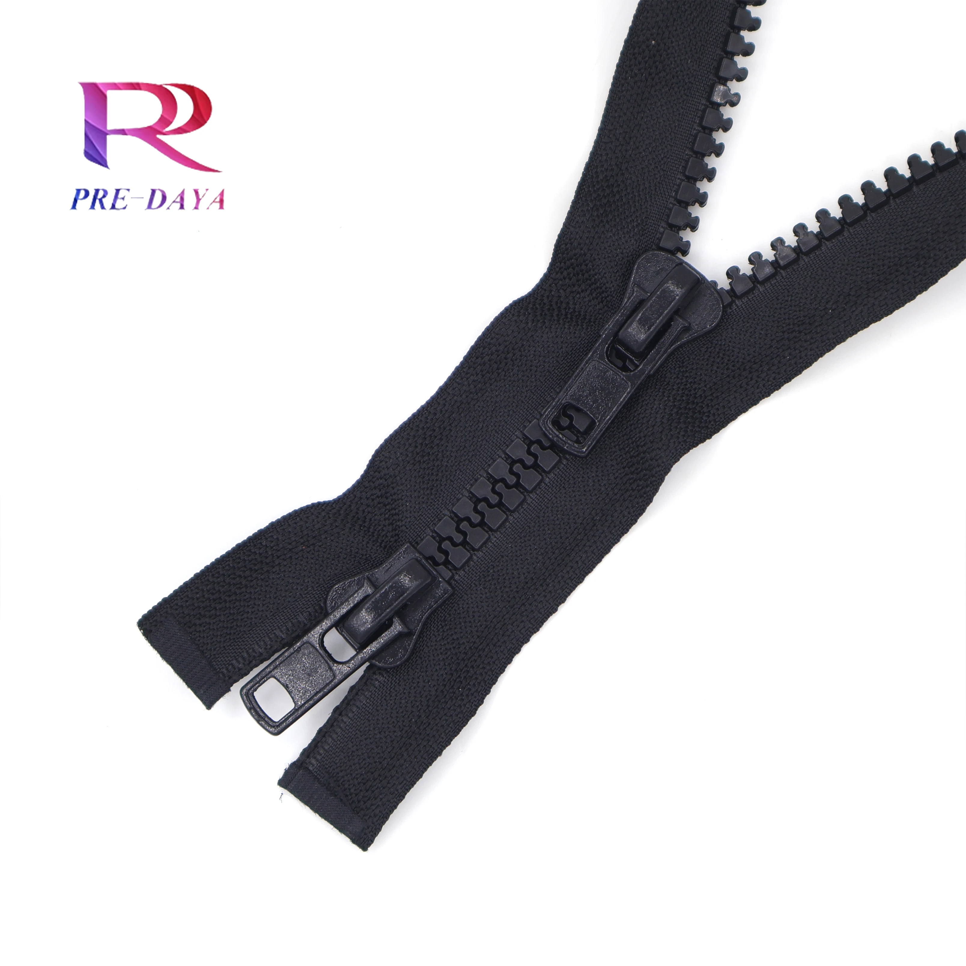 No.8 two way open black tape autolock slider plastic brand zipper