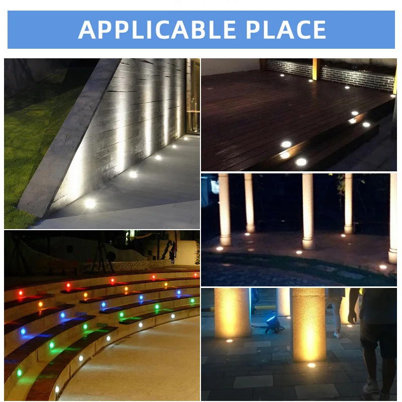 HOTOOK IP65 Waterproof 3w 100mm DC 24V Floor Recessed Deck Inground Outdoor Landscape Ground Buried Lamp Led Underground Light