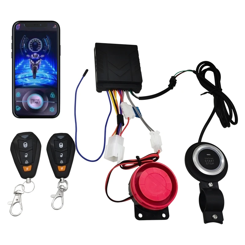 Top Selling Motorcycle Alarm With One Click Start Button Mobile Phone Remote Control Motorcycle Alarm System