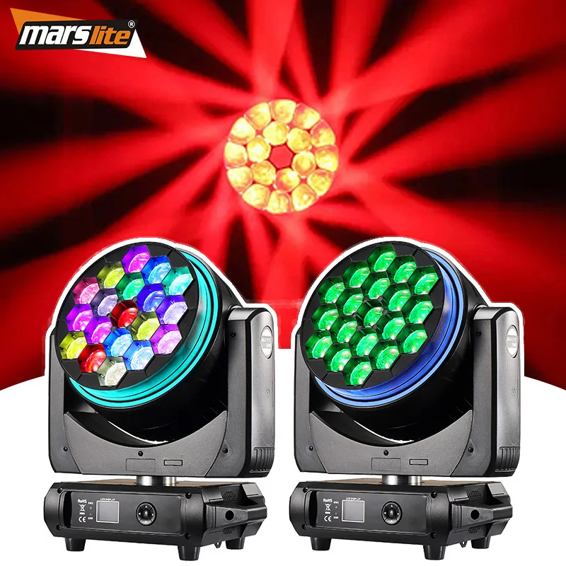 Marslite 19PCS 40W Big Bee Eye Moving Head Light Dj Club LED Zoom Wash Moving Head Stage Light