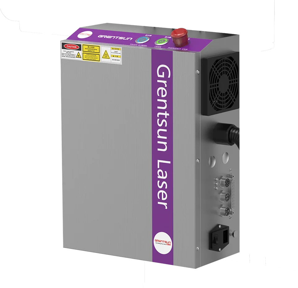 Grentsun 30W CO2 flying laser marking machine with support, tablet, encoder and fiber sensor for water plastic bottle