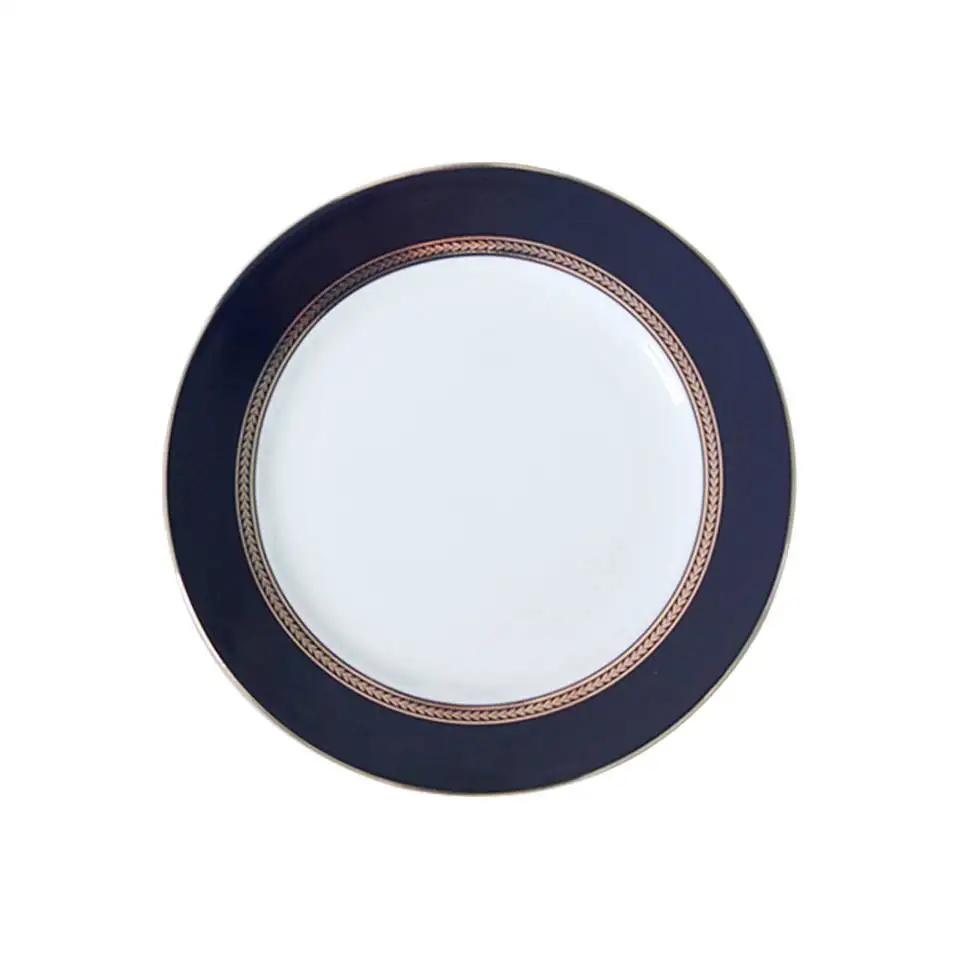 INT Роскошная синяя столовая посуда wedgewood из костяного фарфора керамическая с золотым ободом для ресторана набор свадьбы
