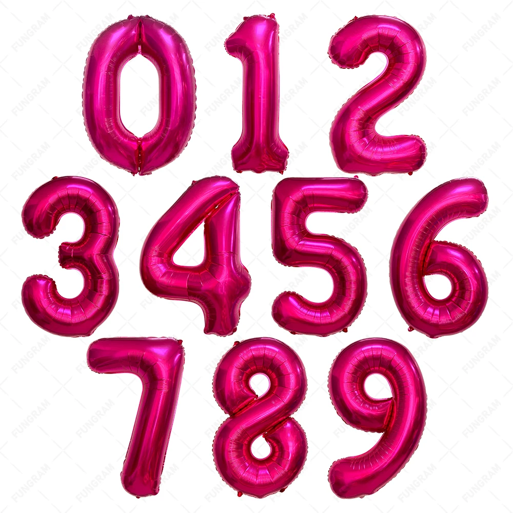 40 Inch Number Fuchsia Foil Balloons Numbers Giant Balloon Helium Baby Shower Birthday Party Wedding Decoration Number Balloons