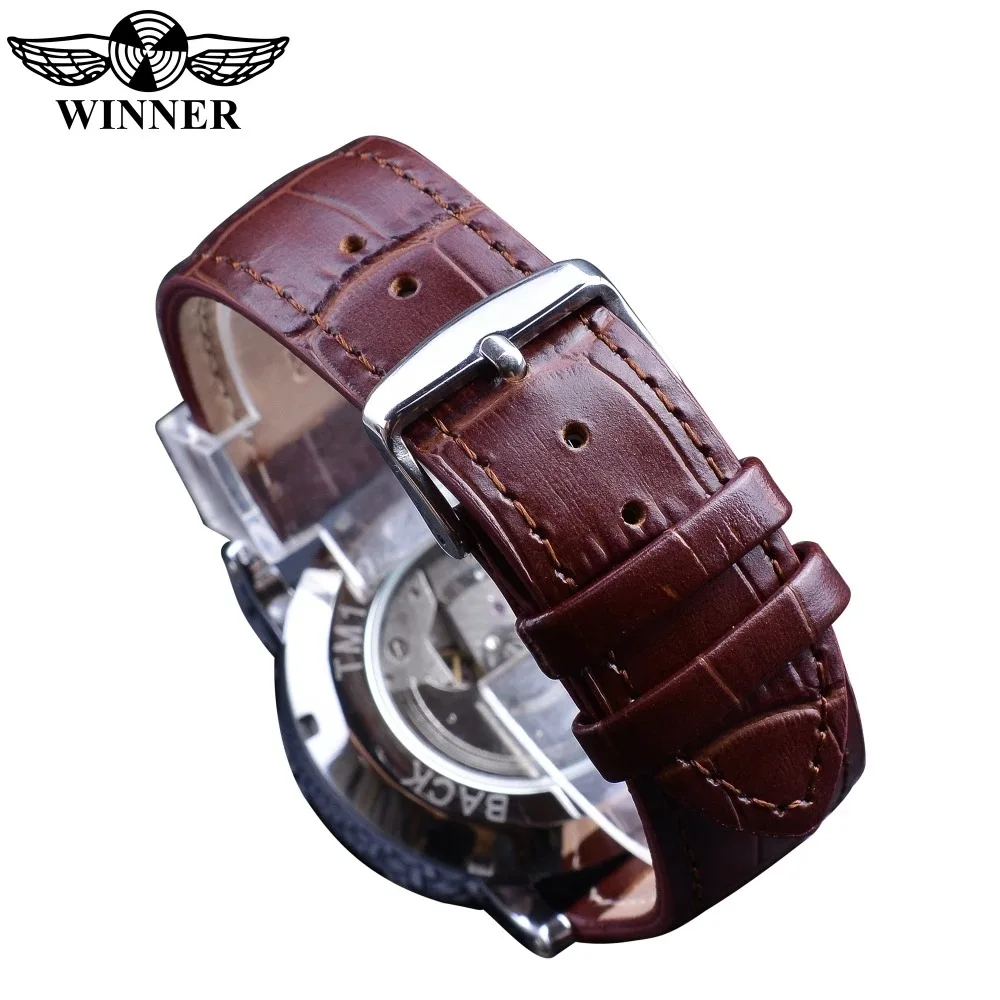 Wholesale Winner Watch Fashion Business Dress Men Watch Top Brand Luxury Leather Stainless Steel Automatic Watch
