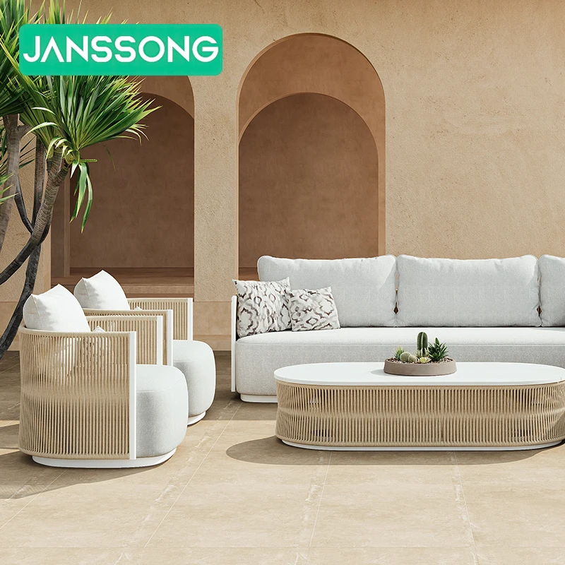 Rattan Sofa Patio Set Garden Pool Rope Modern Sofa Outdoor Furniture Set Garden Sofas Garden Furniture Metal Poolside Furniture