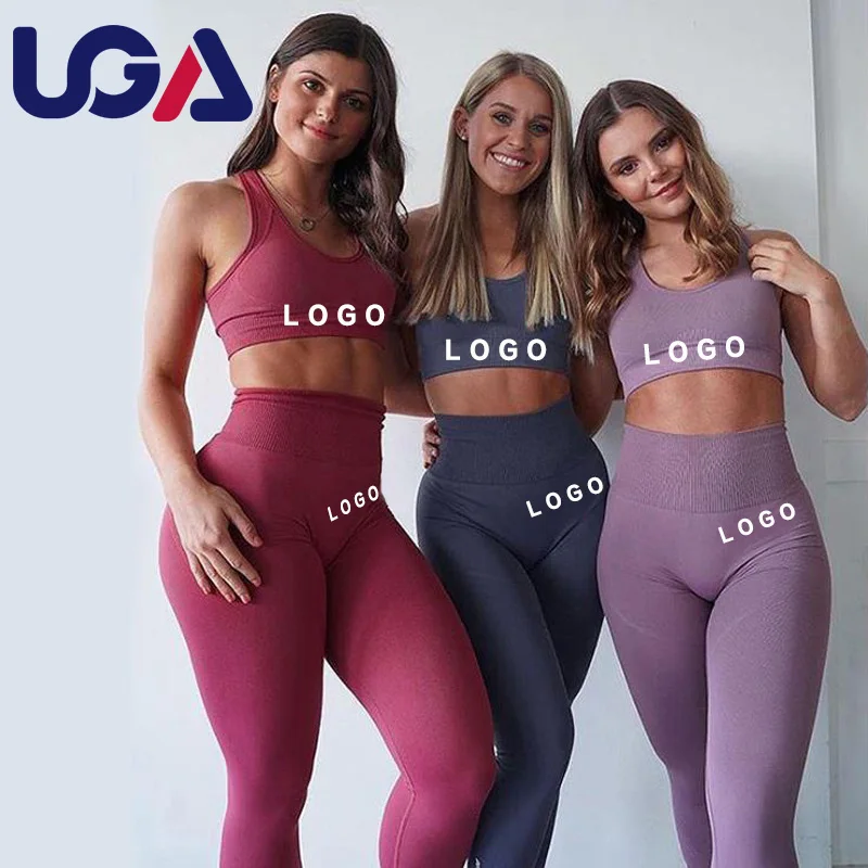 Wholesale Athletic Ladies Gym Fitness Sports Workout Yoga Clothes Suit Seamless Women Active Wear Yoga Set