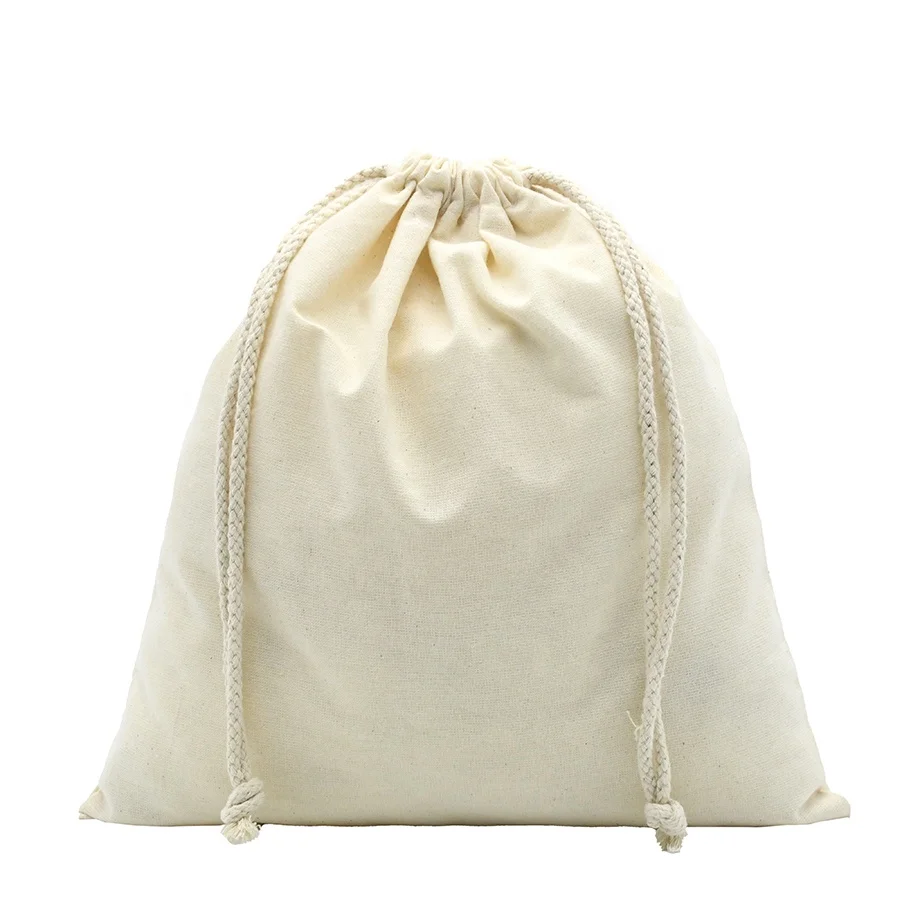 Cotton Canvas Dust Bag 100% Cotton Fabric Eco Friendly Recyclable Custom Size Promotional Packaging Drawstring Bag Print Accept