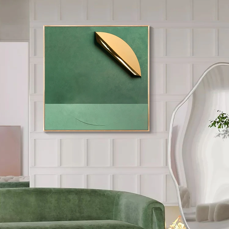 Professional Artist Design Modern luxury Framed 3D Artwork Home living room interior Metal stainless steel wall art decor