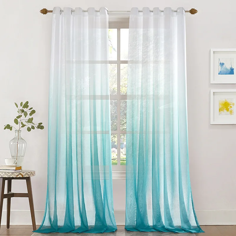 2 Piece Light Filtering polyester sheer Curtain Grommet Panels 52W*63L Inch Long