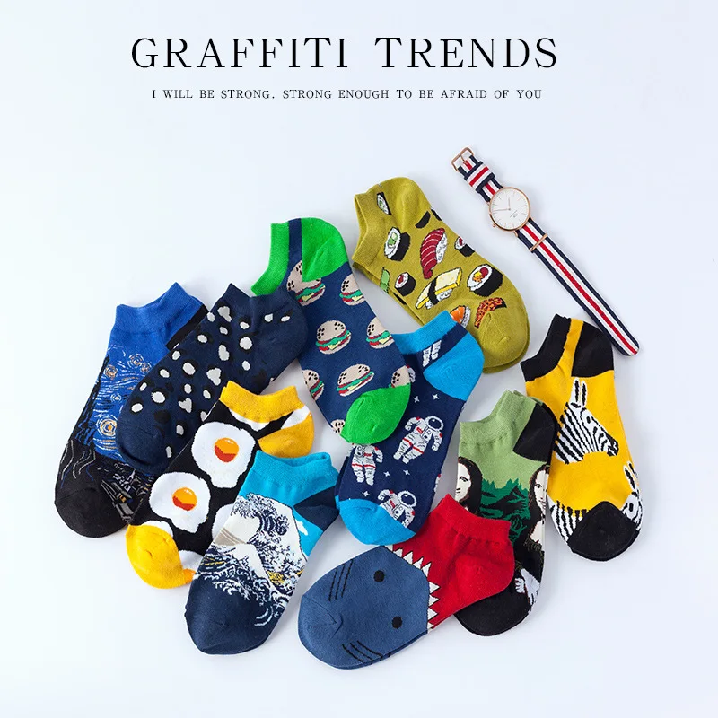 
Wholesale summer fashion design cotton men socks funny ankle socks calcetines 