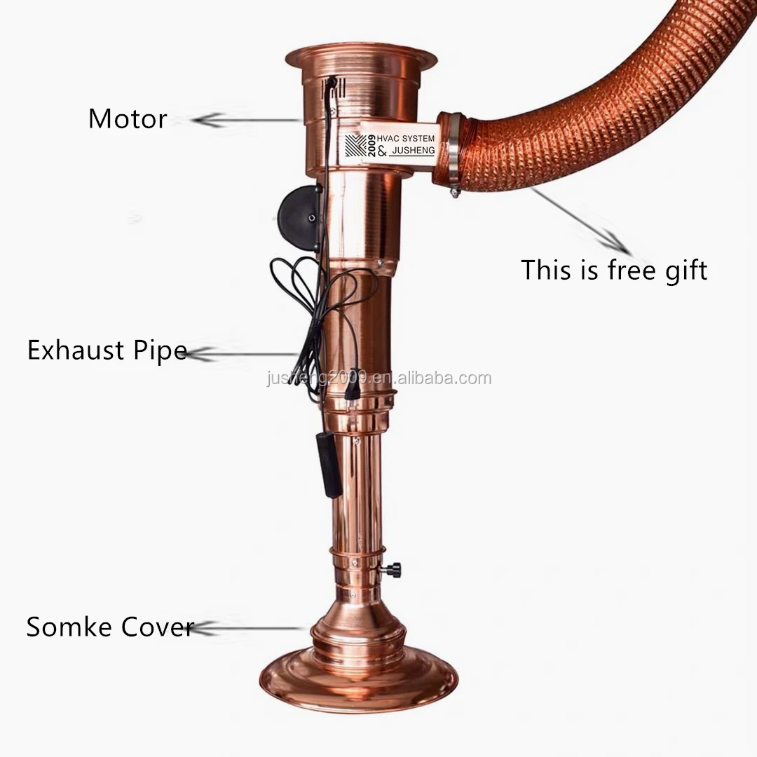 Jusheng 2300mm Korean Grill Smoke Tube Telescopic Flue Cover Exhaust Hood BBQ Smoke Pipes