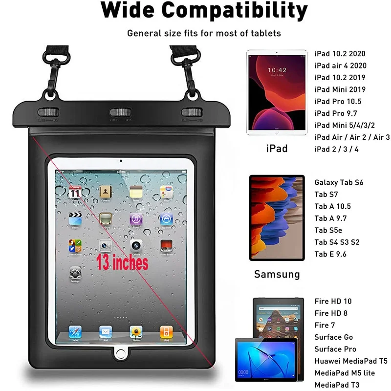 Wholesale High Quality Pvc Ipx8 Waterproof Case Waterproof Tablet Bag Custom Logo Waterproof Bag for Ipad phone pouch