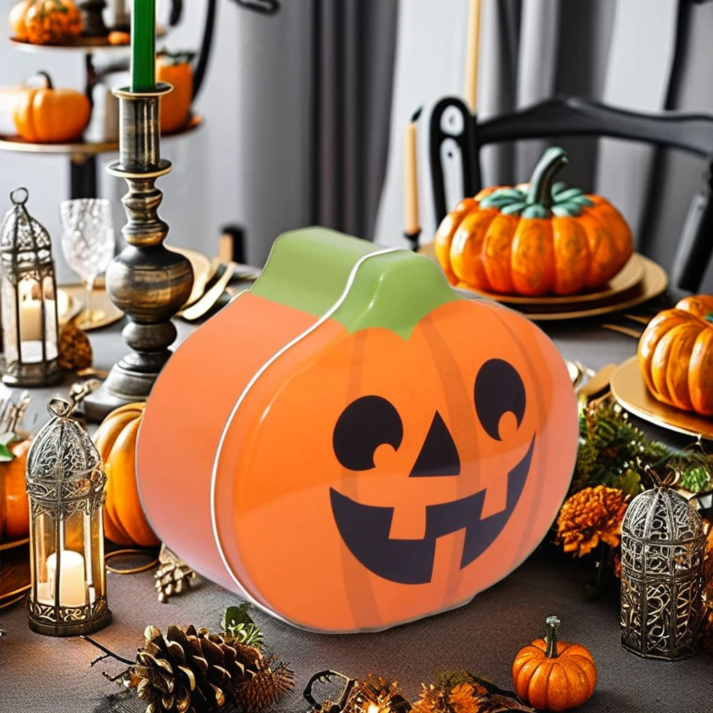 Customizable Halloween Pumpkin Decorative Metal Box Wholesale Candy Container with Bulk Order Available Tin Box