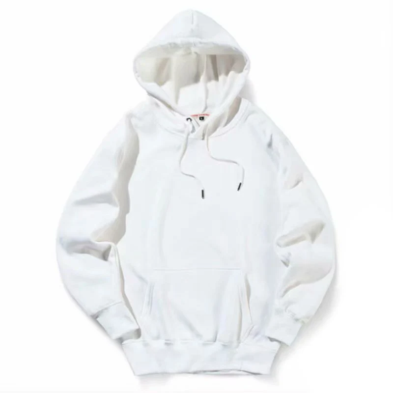 hombre New Fashion Men Autumn Winter Hooded Street Long Sleeve Loose Solid White Hooded Casual Blouse Fleece Tops White Hoodies