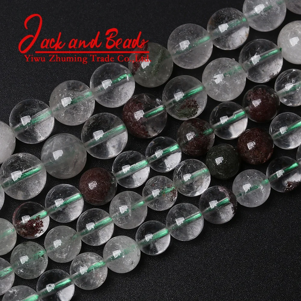 
Wholesale Natural Stone Green Crystal Phantom Ghost Gemstone Round Loose Beads 15