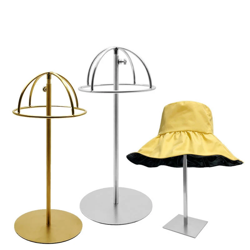 Line Design Adjustable Hat Display Rack Black Powder Coated Metal Stainless Steel Cap Holder Hat Display Stand